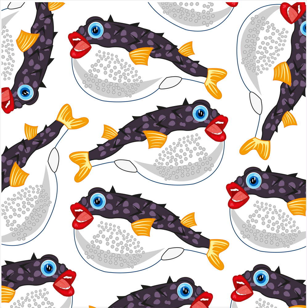 Vector illustration of the decorative fish pattern fugue. Fish fugue decorative pattern on white background