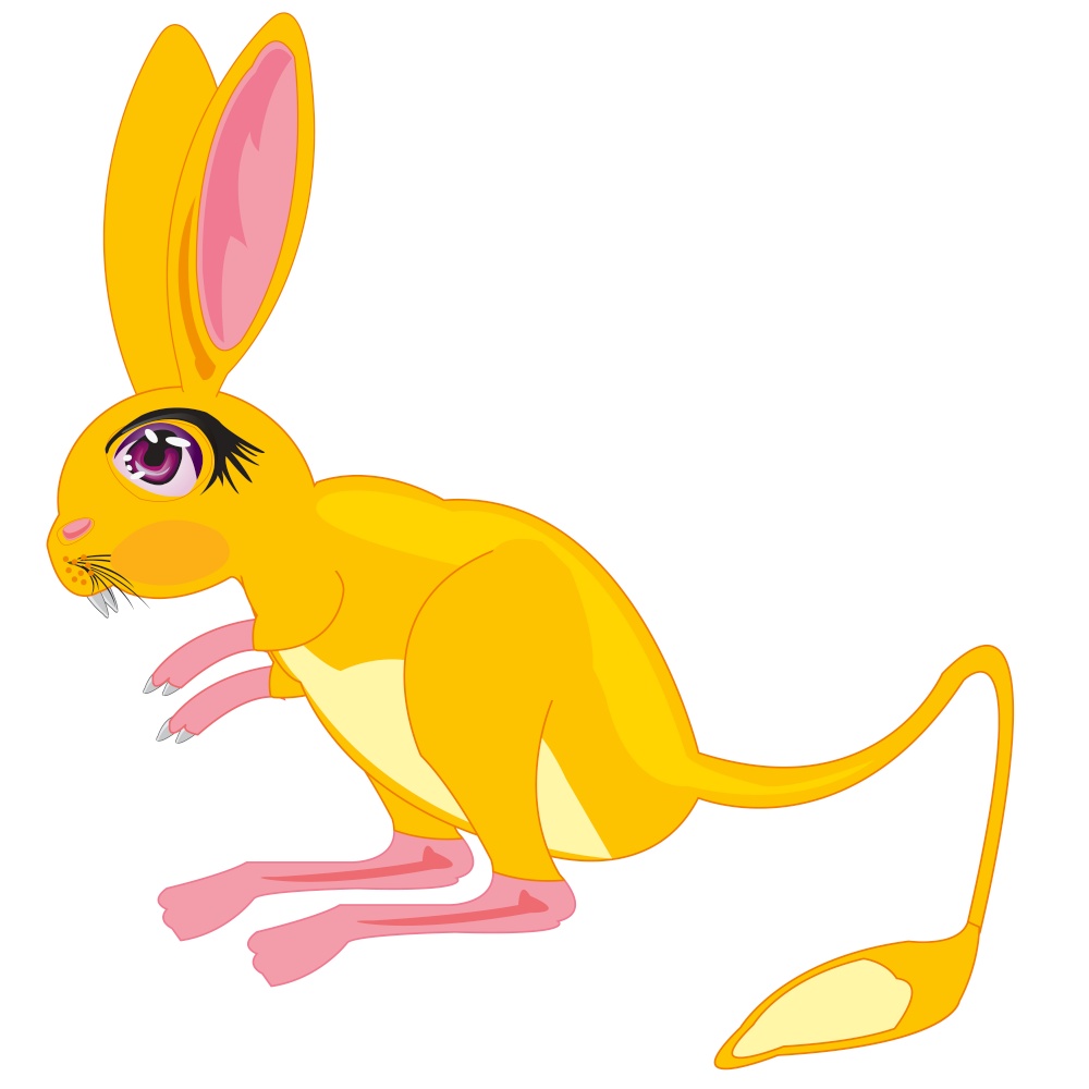 Vector illustration of the cartoon steepe animal rodent jerboa. Steepe animal jerboa on white background is insulated