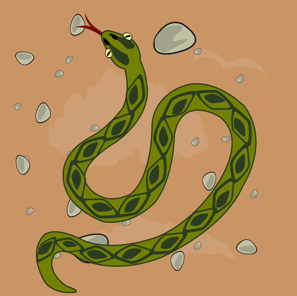 Vector illustration to deserts and grovelling animal snake. Reptile reptile snake in desert type overhand
