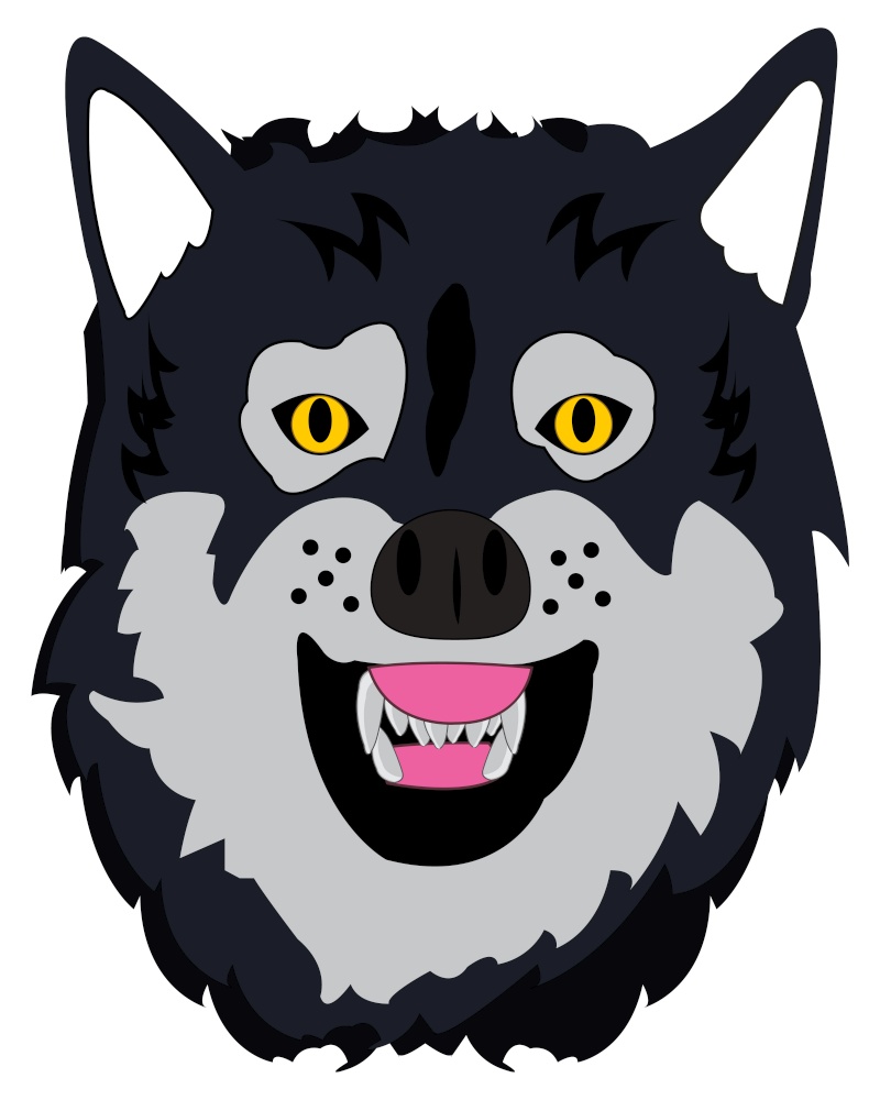 Vector illustration of the portrait of the wildlife wolf. Mug animal wolf on white background is insulated