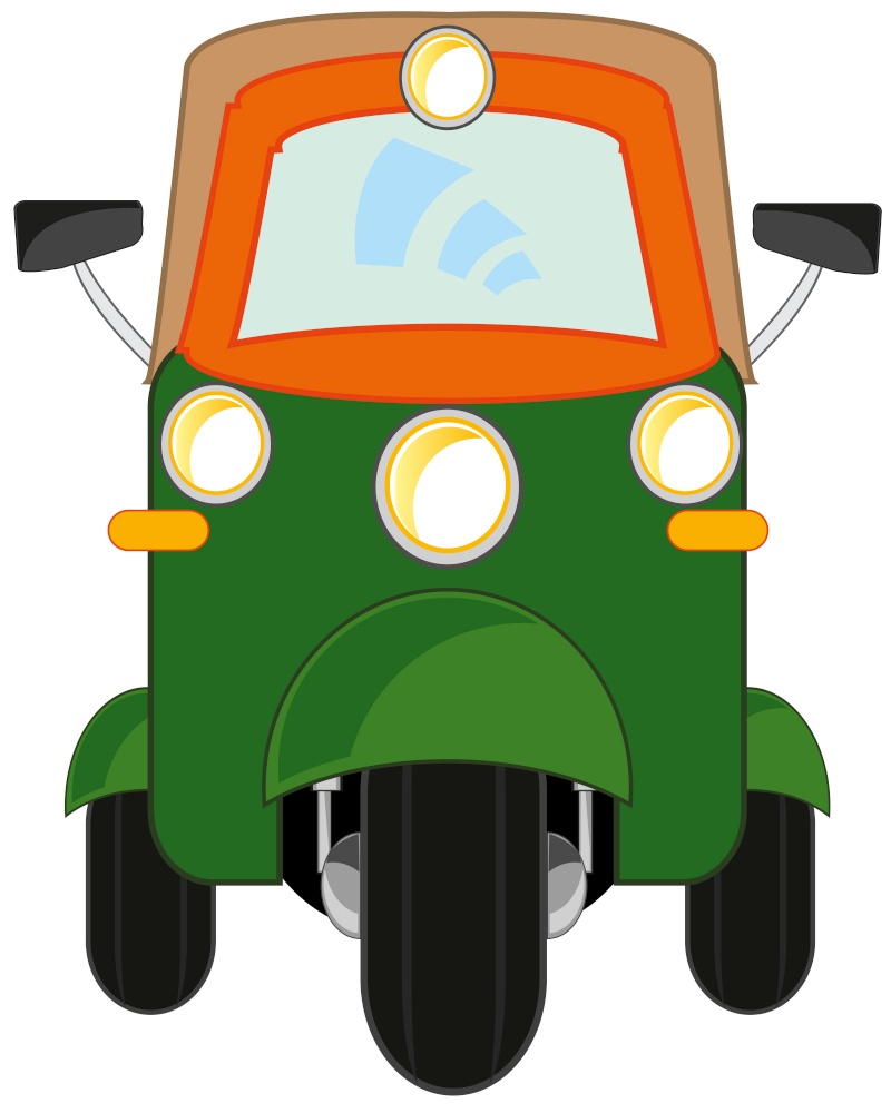 Facility of transportation passenger transport in india knock knock. Vector illustration of the transport facility knock knock type frontal