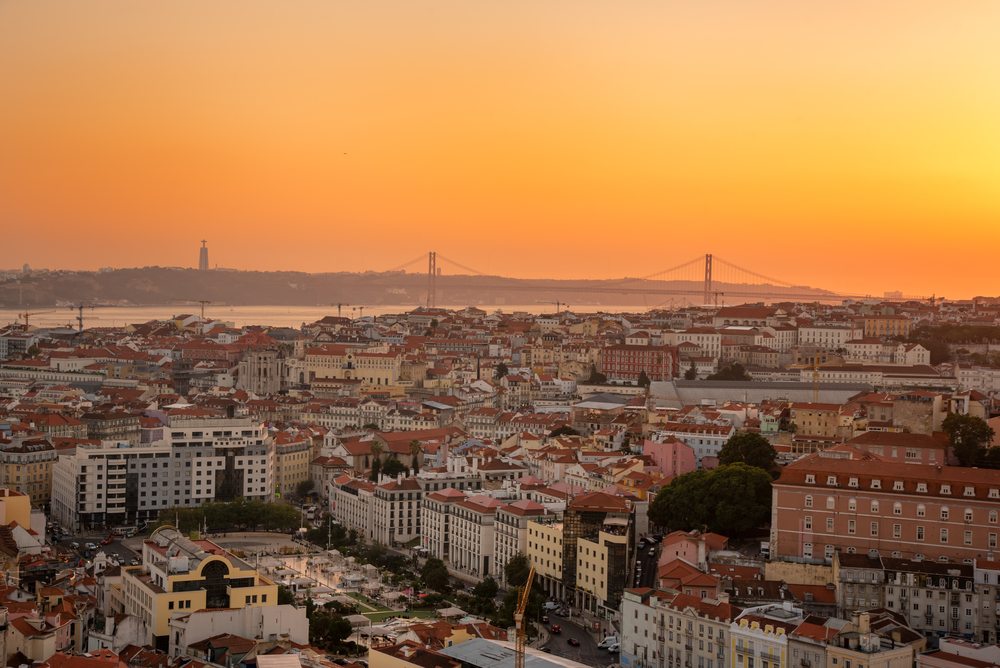 View of dowton Lisbon, from Senhora do Monte viewpoint in Lisbon