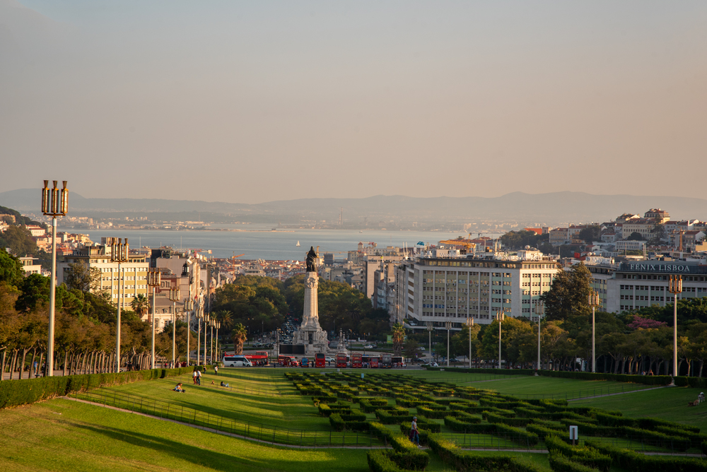 View of dowton Lisbon, from Parque Eduardo VII viewpoint in Lisbon