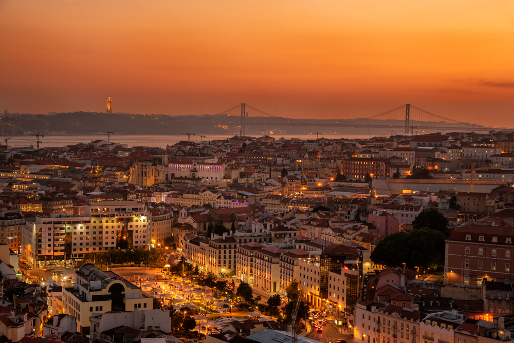 View of dowton Lisbon, from Senhora do Monte viewpoint in Lisbon
