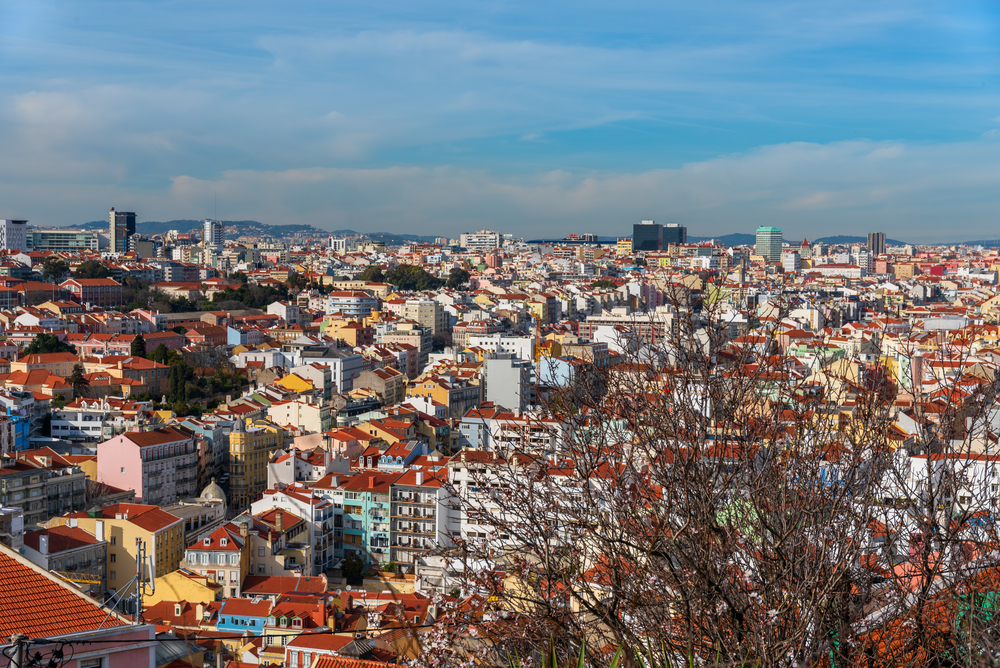 View of dowton Lisbon, Senhora do Monte viewpoint in Lisbon