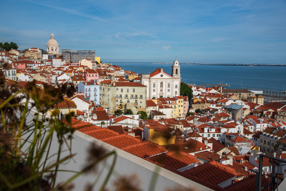 View of dowton Lisbon, from Santa Luzia viewpoint in Lisbon