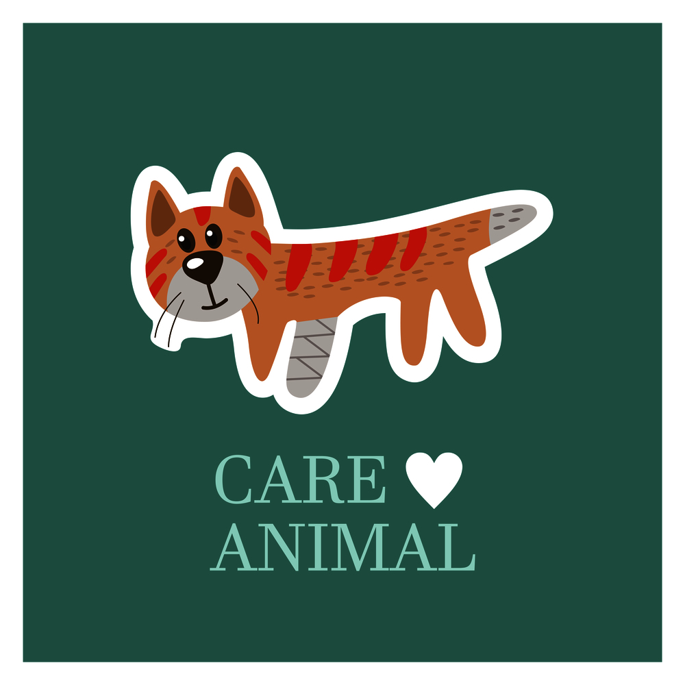 Veterinary care. Care of animals. A sick cat with a broken leg. The emblem of the clinic. Vector illustration of a sticker.. Veterinary care. Care of animals. The emblem of the clinic. Vector illustration of a sticker.