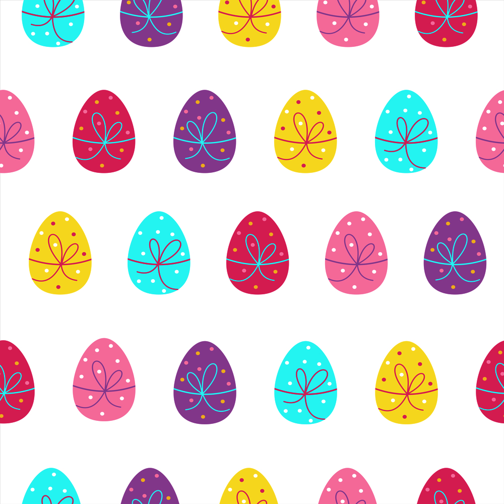 Seamless pattern for Easter. Colorful painted eggs.  Vector illustration.