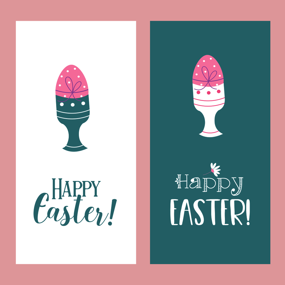 happy Easter. Vector greeting card.  Painted eggs.  Spring clipart.