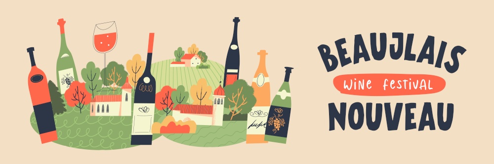 undefined. Beaujolais Nouveau festival of new wine. Wine festival. Vector illustration.