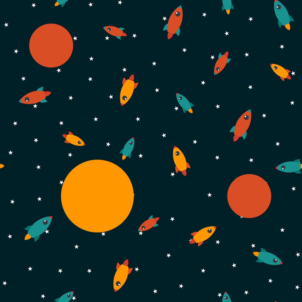 Rocket in space seamless pattern background. Vector Illustration. Rocket in space seamless pattern background. Vector Illustration EPS10