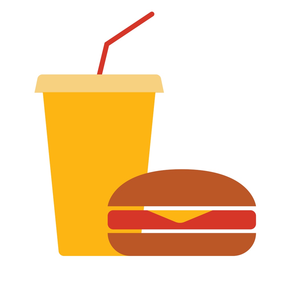 Burger and lemonade. Simple food icon in trendy style isolated on white background for web applications and mobile concepts. Vector illustration. EPS10. Burger and lemonade. Simple food icon in trendy style isolated on white background for web applications and mobile concepts. Vector illustration