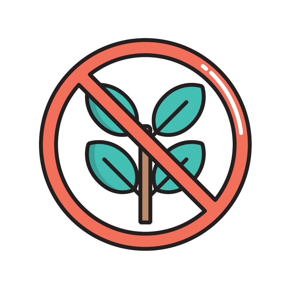 Anti weed sign, simple gardening icon in trendy line style isolated on white background for web apps and mobile concept. Vector Illustration EPS10. Anti weed sign, simple gardening icon in trendy line style isolated on white background for web apps and mobile concept. Vector Illustration