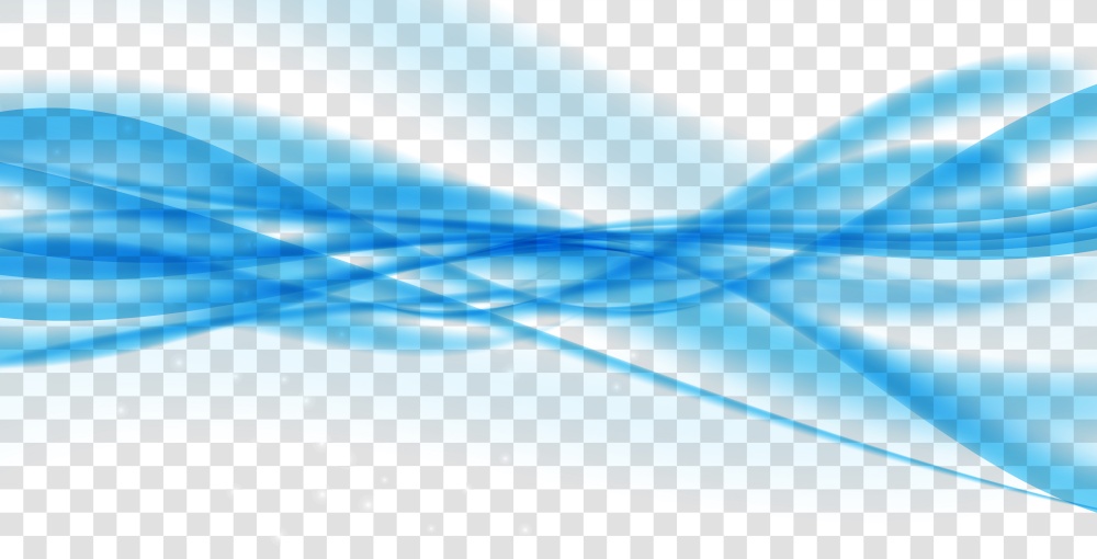 Abstract multiwave Blue Wave on Transparent  Background. Vector Illustration. EPS10