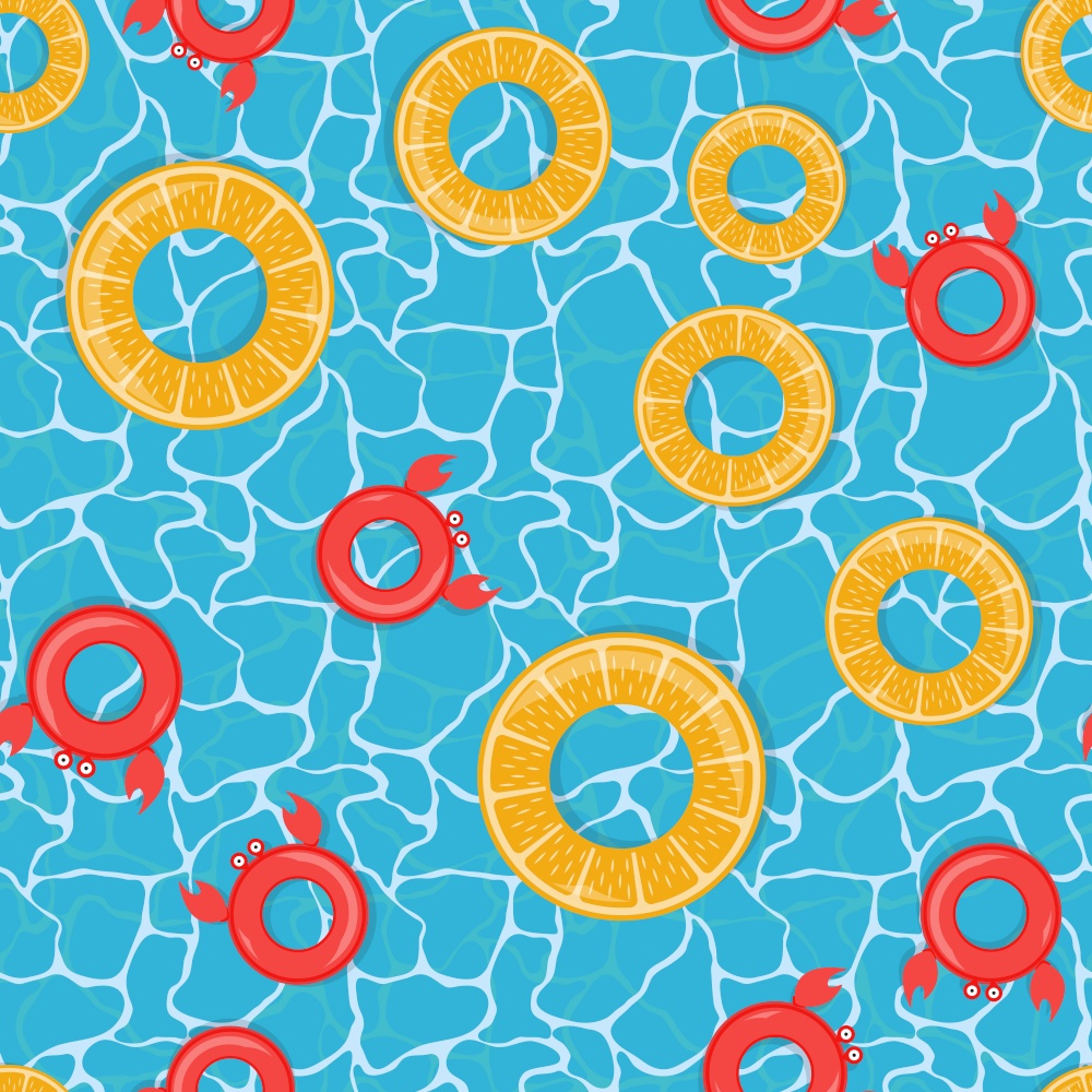Pool water and lifebuoy seamless pattern background. Vector Illustration EPS10. Pool water and lifebuoy seamless pattern background. Vector Illustration