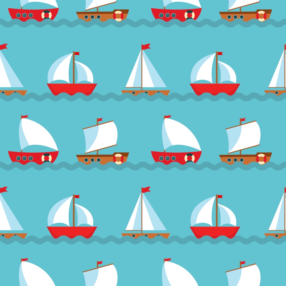 Seamless Pattern Background with Children s Cute ship. Vector Illustration EPS10. Seamless Pattern Background with Children s Cute ship. Vector Illustration