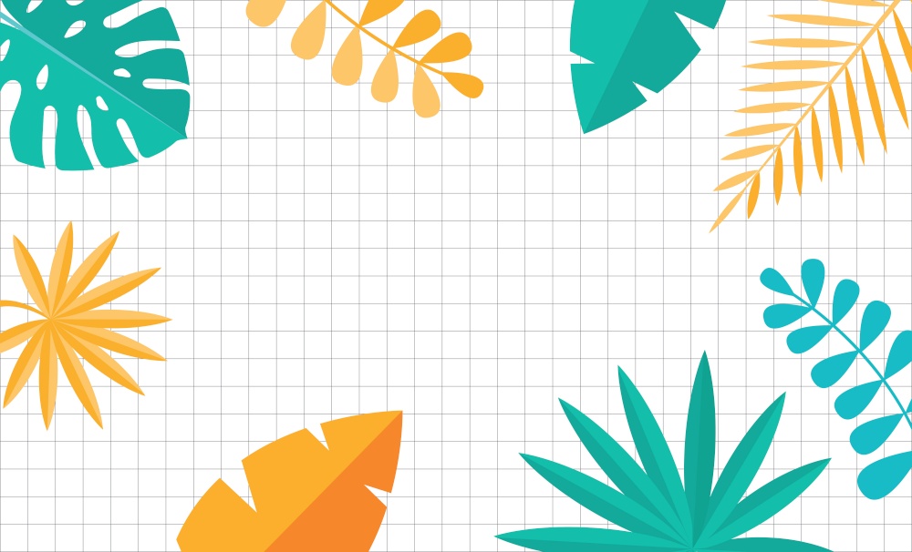 Simple Tropical Palm and Motstera Leaves Natural Square Background. Vector Illustration EPS10. Simple Tropical Palm and Motstera Leaves Natural Square Background. Vector Illustration