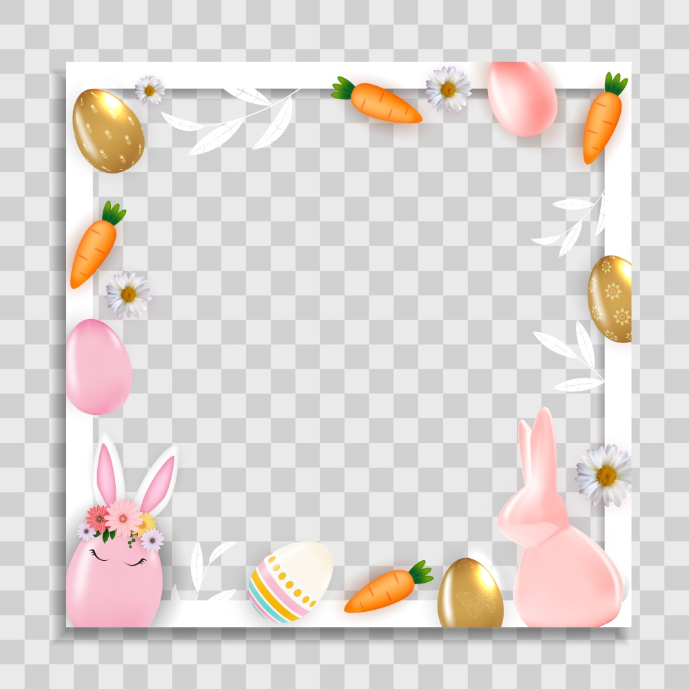 Empty Photo Frame Template with Easter Background for Media Post in Social Network. Vector Illustration EPS10. Empty Photo Frame Template with Easter Background for Media Post in Social Network. Vector Illustration