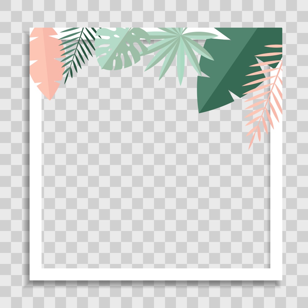 Empty Photo Frame Template with Tropical Palm Leaves for Media Post in Social Network. Vector Illustration EPS10. Empty Photo Frame Template with Tropical Palm Leaves for Media Post in Social Network. Vector Illustration