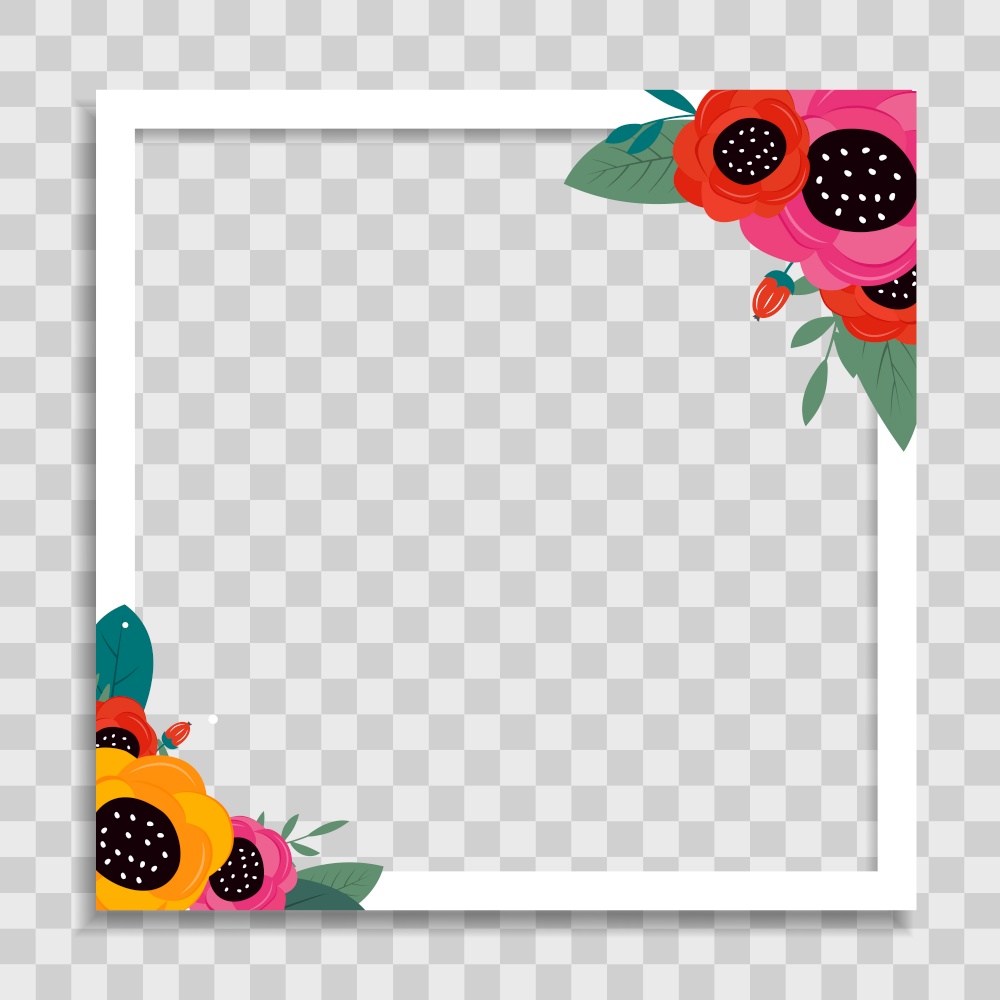 Empty Photo Frame Template with Spring Flowers for Media Post in Social Network. Vector Illustration EPS10. Empty Photo Frame Template with Spring Flowers for Media Post in Social Network. Vector Illustration