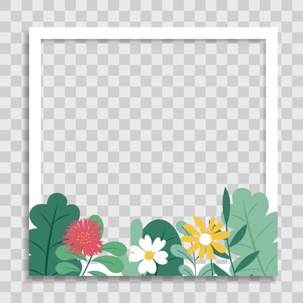 Empty Photo Frame Template with Spring Flowers for Media Post in Social Network. Vector Illustration EPS10. Empty Photo Frame Template with Spring Flowers for Media Post in Social Network. Vector Illustration