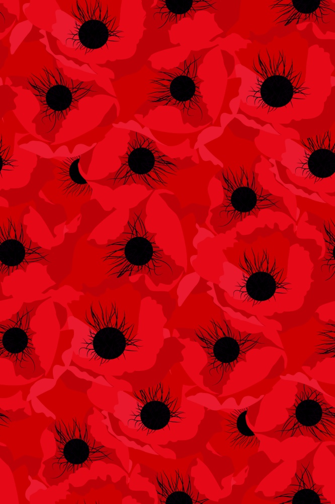 Simple red flower poppy, seamless pattern. Vector Illustration. EPS10. Simple red flower poppy, seamless pattern. Vector Illustration
