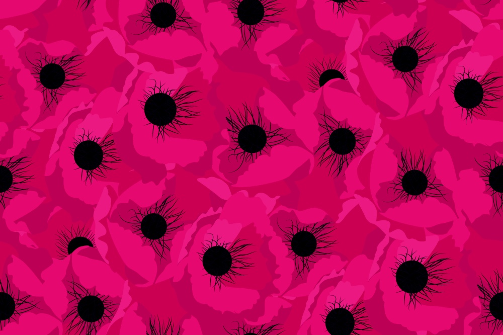 Simple pink flower poppy, seamless pattern. Vector Illustration. EPS10. Simple pink flower poppy, seamless pattern. Vector Illustration