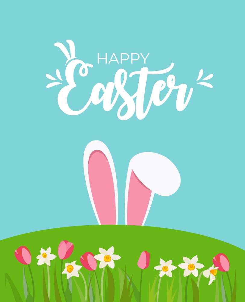 Cute Cartoon Happy Easter Spring Holiday Background Illustration EPS10. Cute Cartoon Happy Easter Spring Holiday Background Illustration