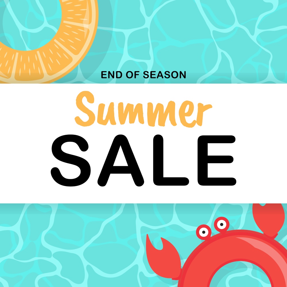 Summer Sale Background poster template with swimming pool and lifebuoy. Vector Illustration EPS10. Summer Sale Background poster template with swimming pool and lifebuoy. Vector Illustration