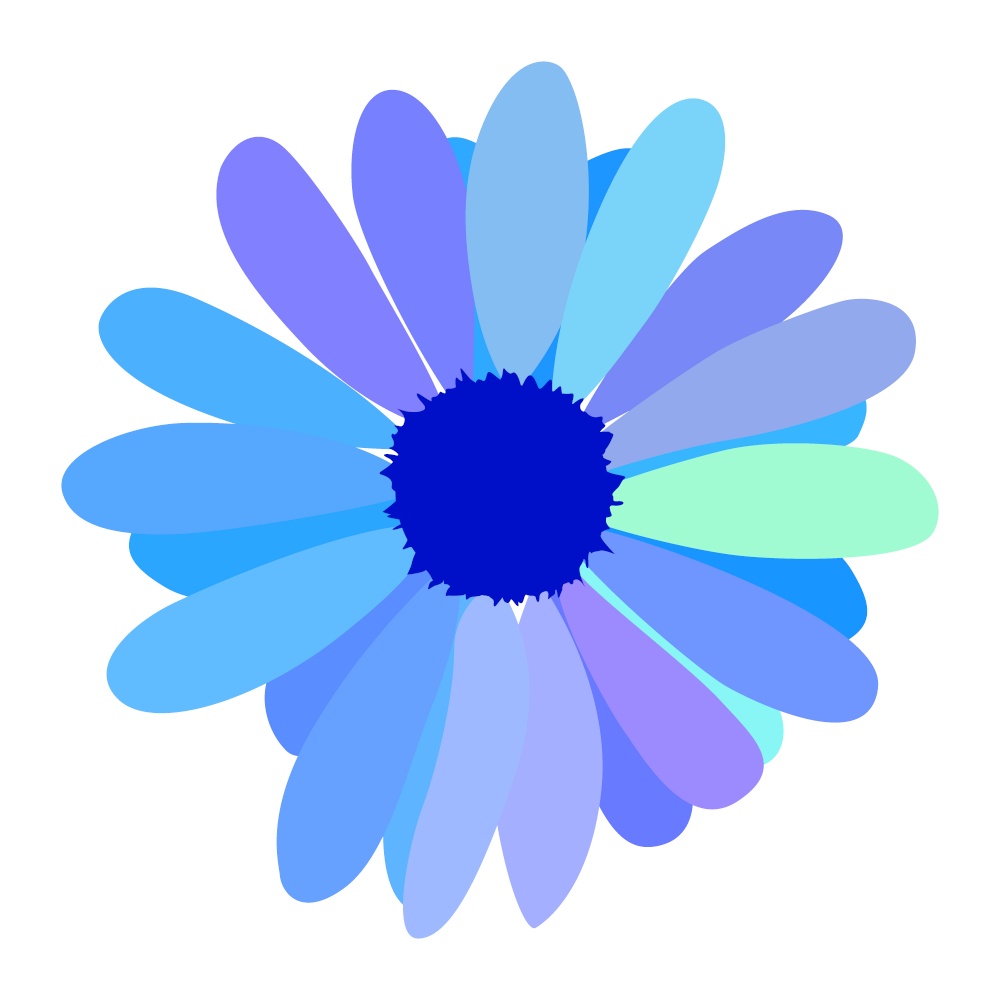 simple flower of blossoming and blooming blue chamomile. Vector Illustration. EPS10. simple flower of blossoming and blooming blue chamomile. Vector Illustration