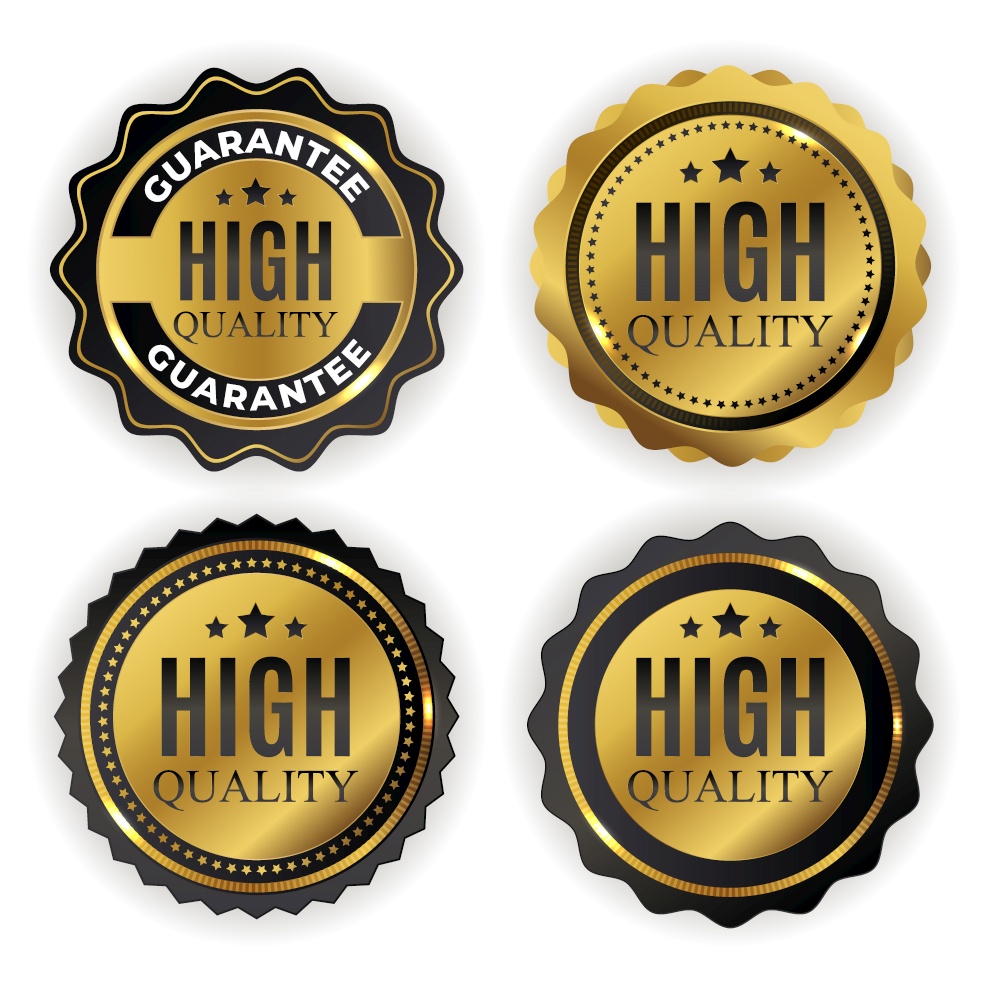 High quality golden label sign. Vector illustration. EPS10. High quality golden label sign. Vector illustration