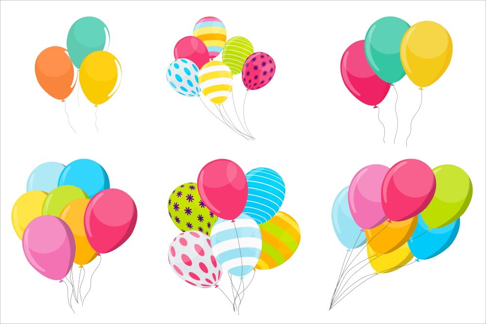 Set of Simple holiday balloon isolated on white background. Vector Illustration. EPS10. Set of Simple holiday balloon isolated on white background. Vector Illustration