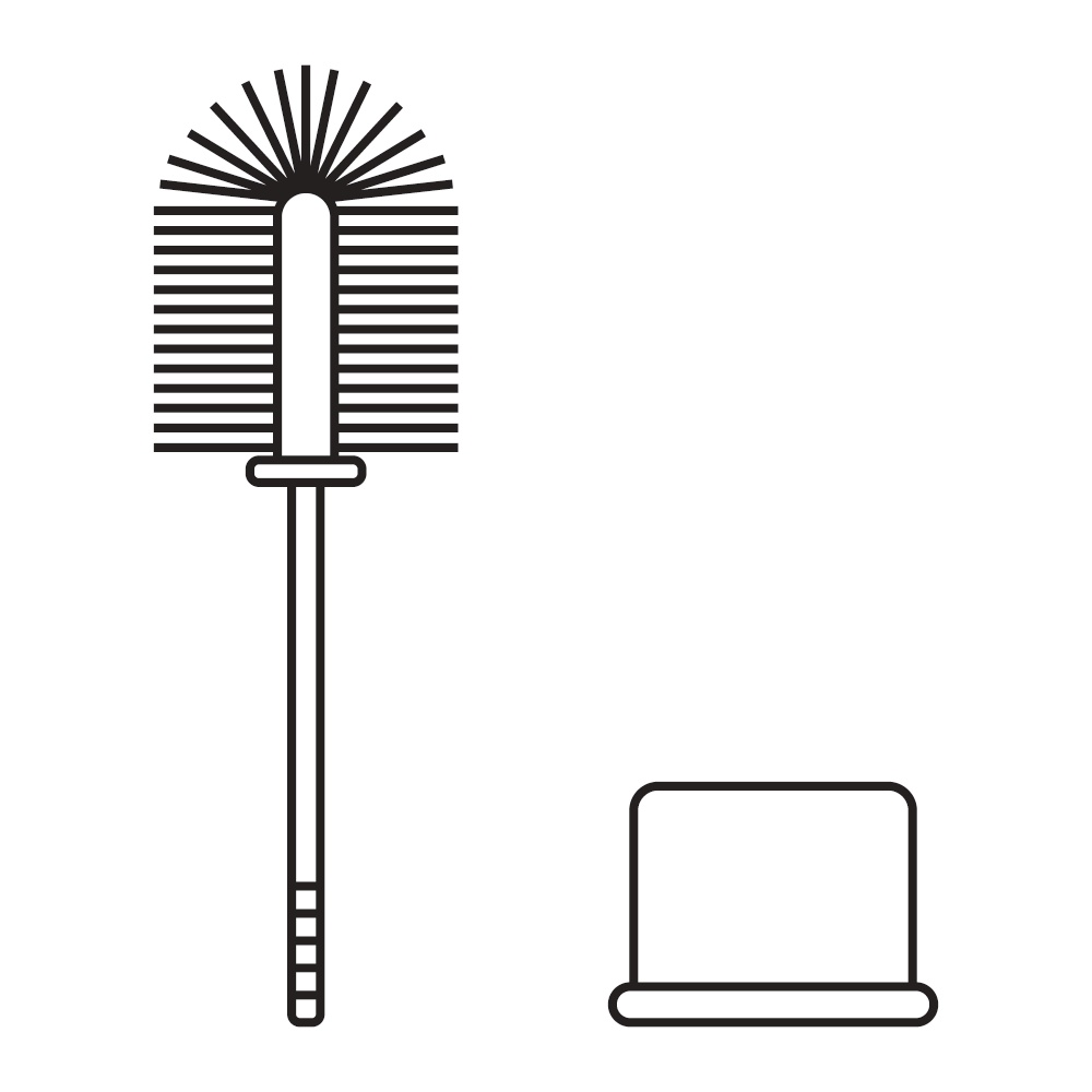 Toilet cleaner - toilet brush. Black and white icon. Vector Illustration. EPS10. Toilet cleaner - toilet brush. Black and white icon. Vector Illustration