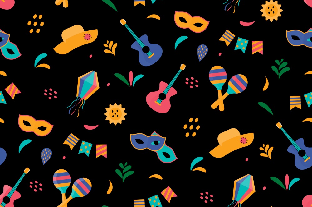 Cute festive seamless pattern background for festa junina festival. Vector illustration EPS10. Cute festive seamless pattern background for festa junina festival. Vector illustration