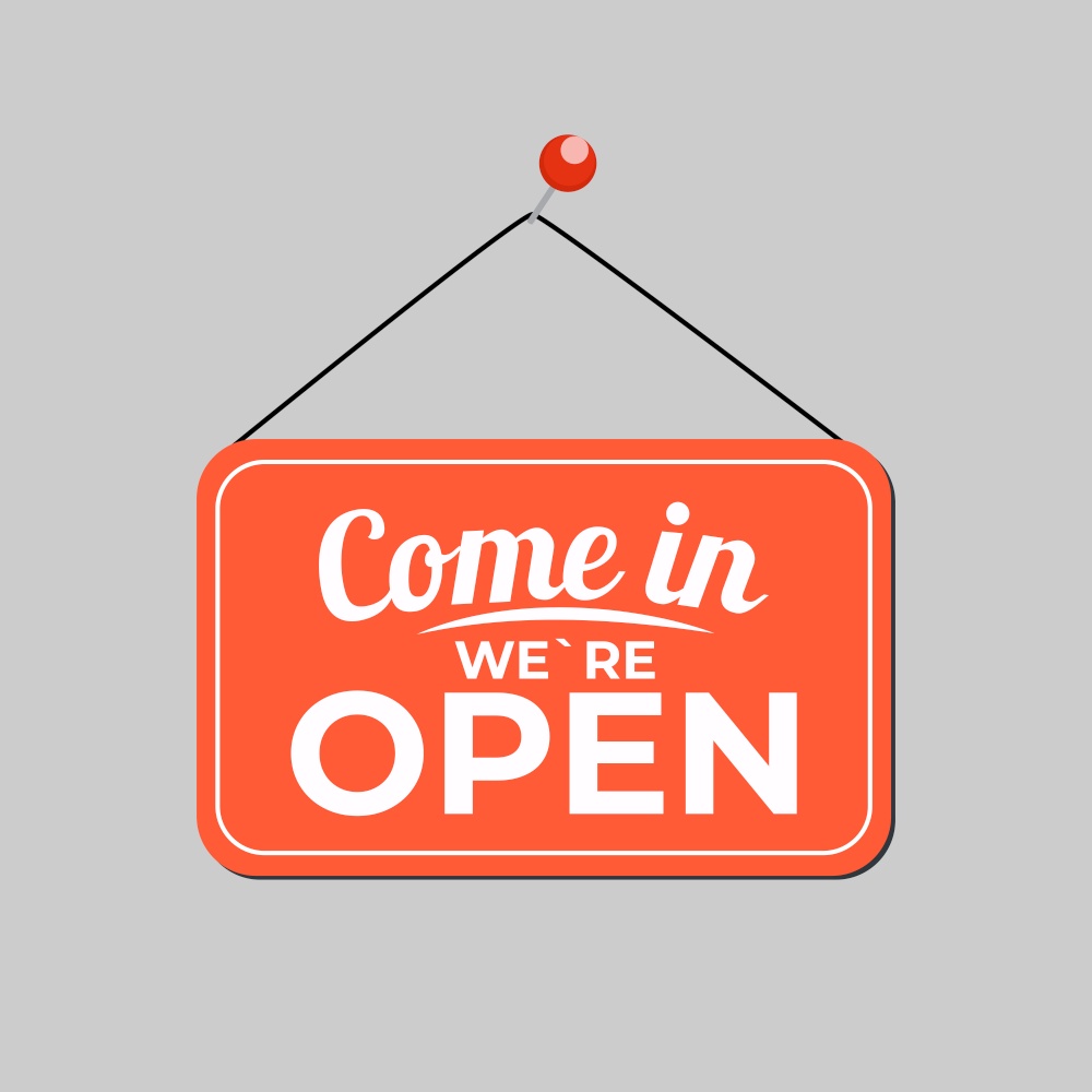 Come in We Are Open Icon Sign Vector Illustration EPS10. Come in We Are Open Icon Sign Vector Illustratio