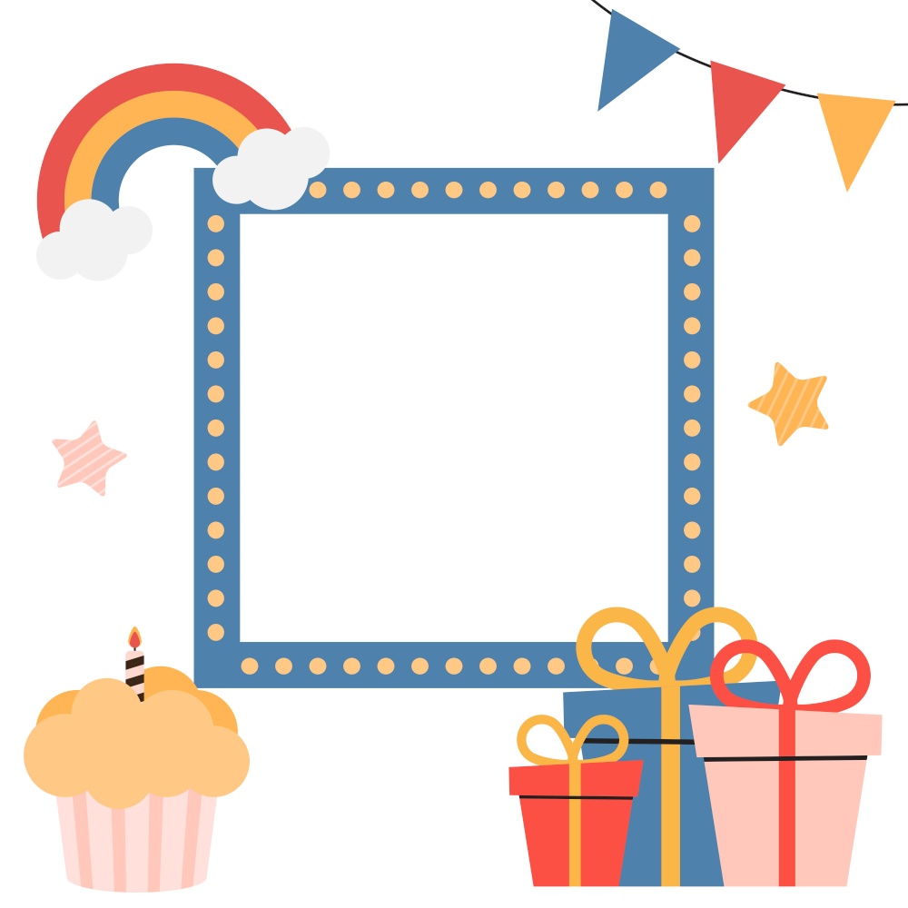 Birthday Kids card with frame. Vector Illustration EPS10