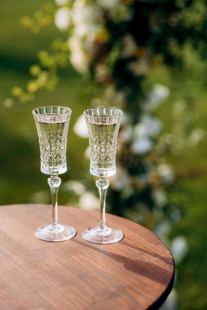 glasses for wine and champagne from crystal