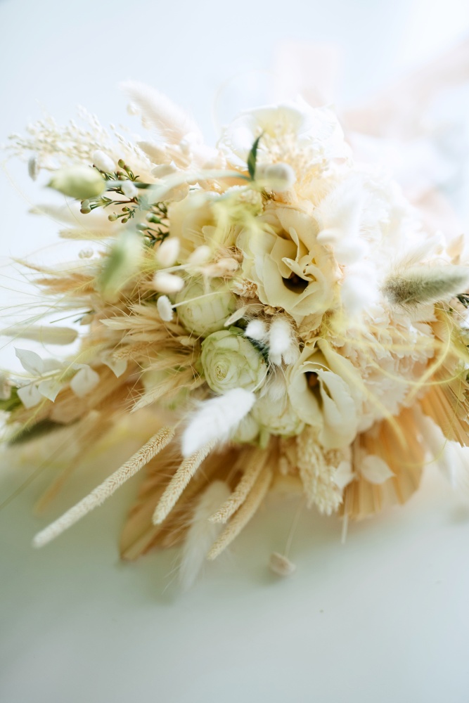 bridal bouquet of dried wildflowers and dried flowers