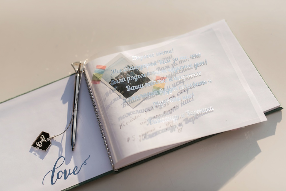 book of wishes for newlyweds with flower on top