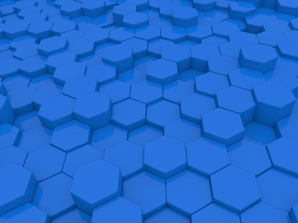 Abstract blue background of hexagons. 3d rendering illustration.. Abstract blue background of hexagons.