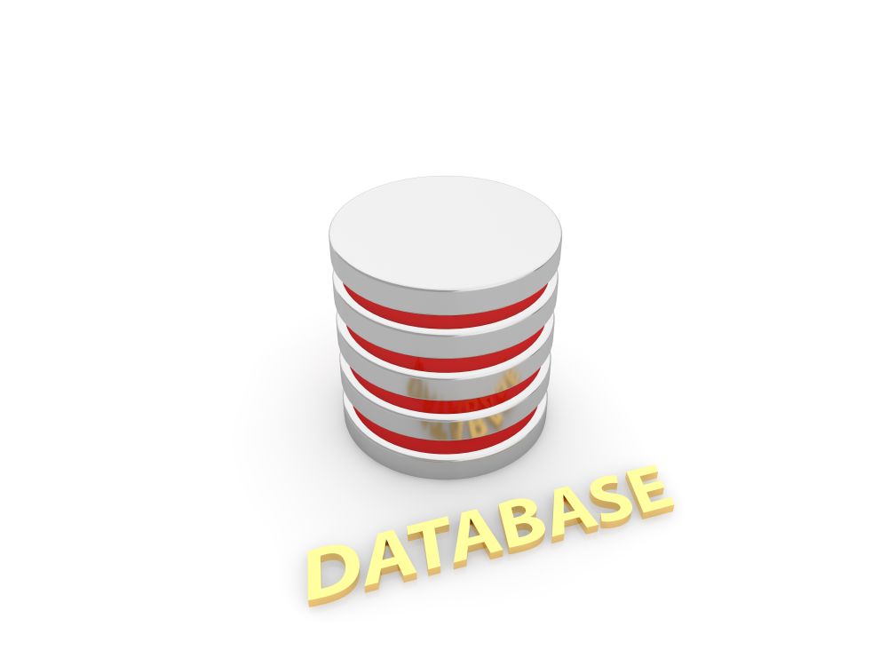 Database symbol on a white background. 3d render illustration.. Database symbol on a white background.