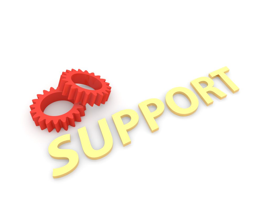Gears support on a white background. 3d render illustration.. Gears support on a white background.
