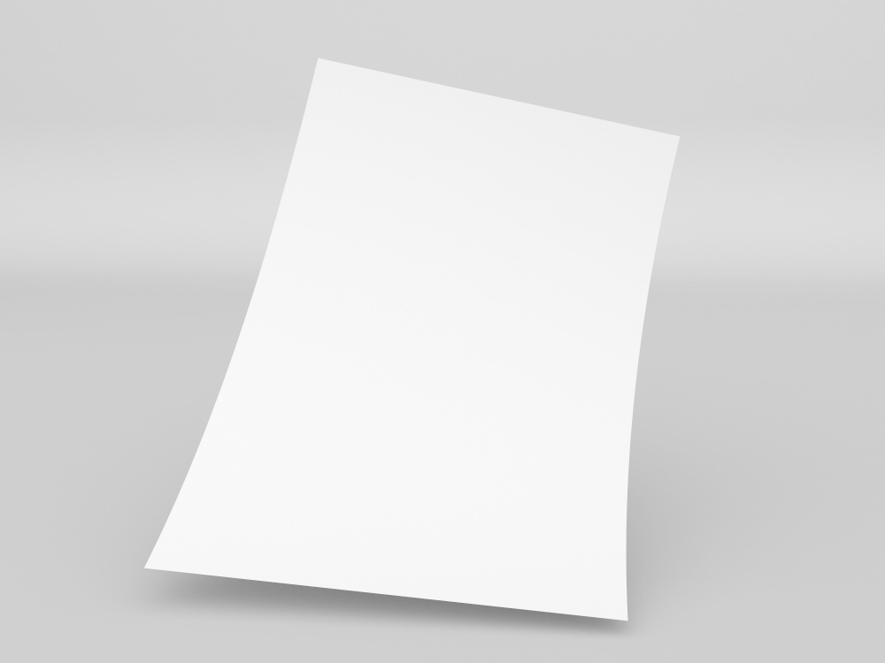 Blank A4 paper template. Curved white paper mockup. 3d render illustration.. Blank A4 paper template. Curved white paper mockup.