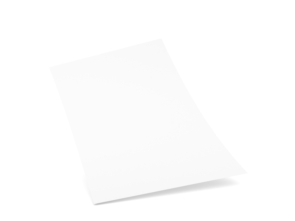 Curved sheet of A4 paper on a white background. 3d render illustration.