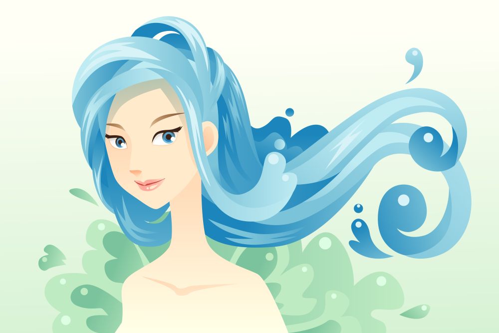 A vector illustration of a beautiful woman with a long hair