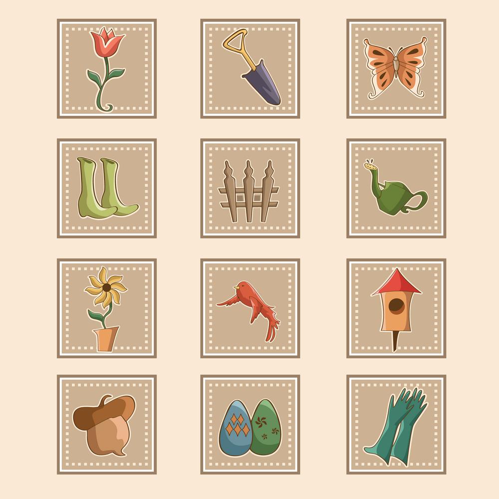 A vector illustration of spring gardening icon sets