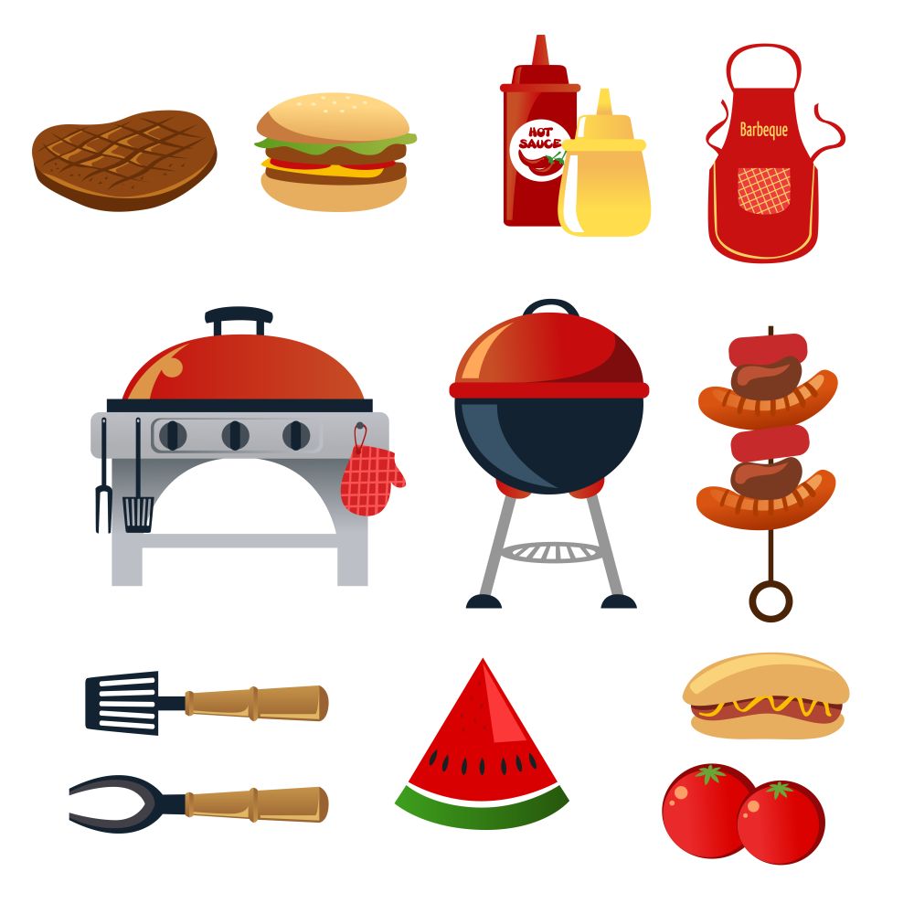 A vector illustration of barbeque icon sets