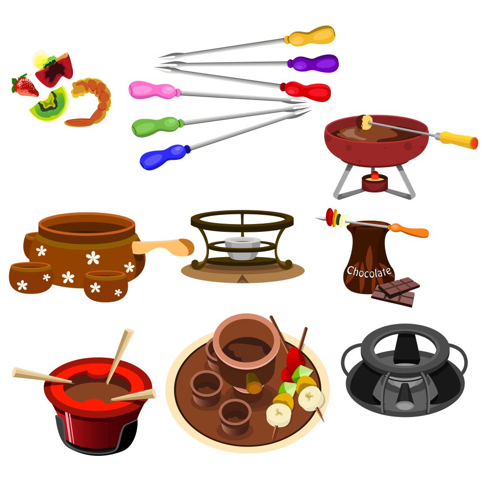 A vector illustrator of fondue icon sets