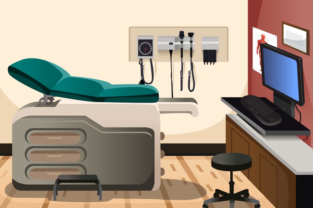 A vector illustration of doctor office with copyspace