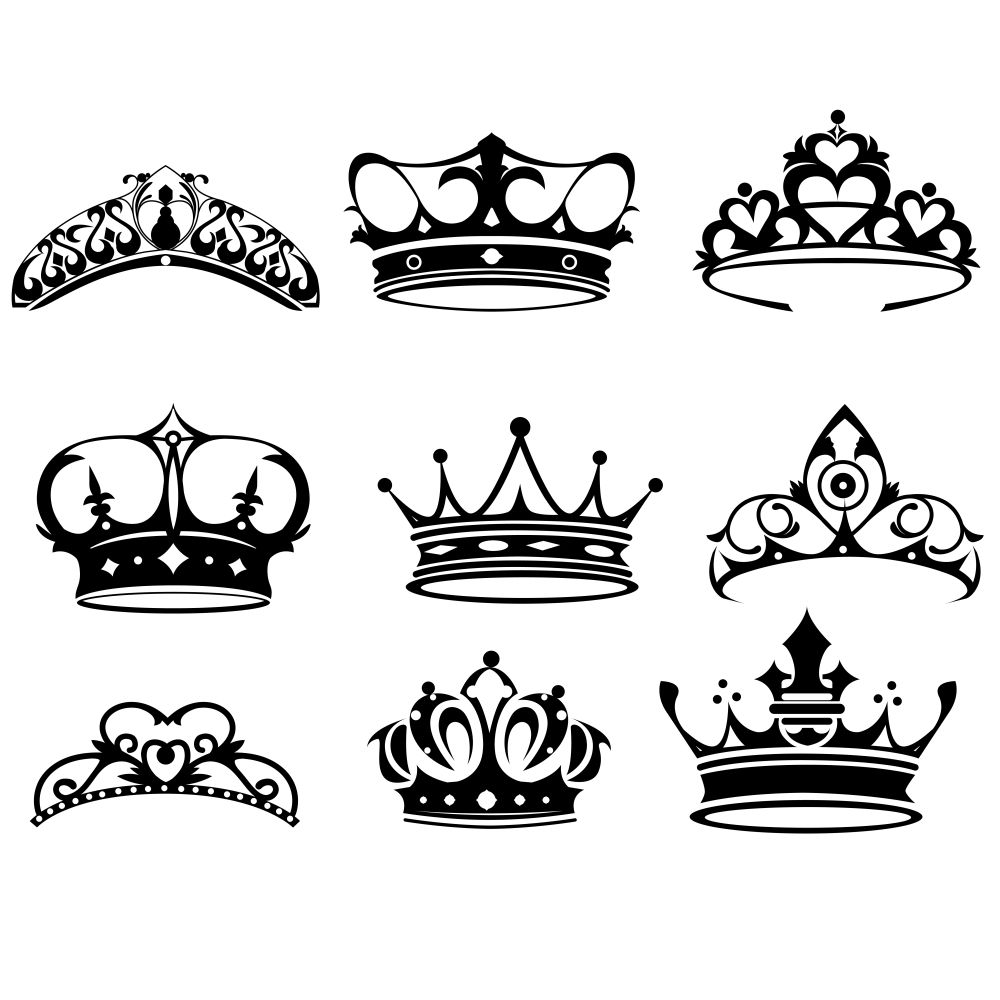 A vector illustration of crown icon sets